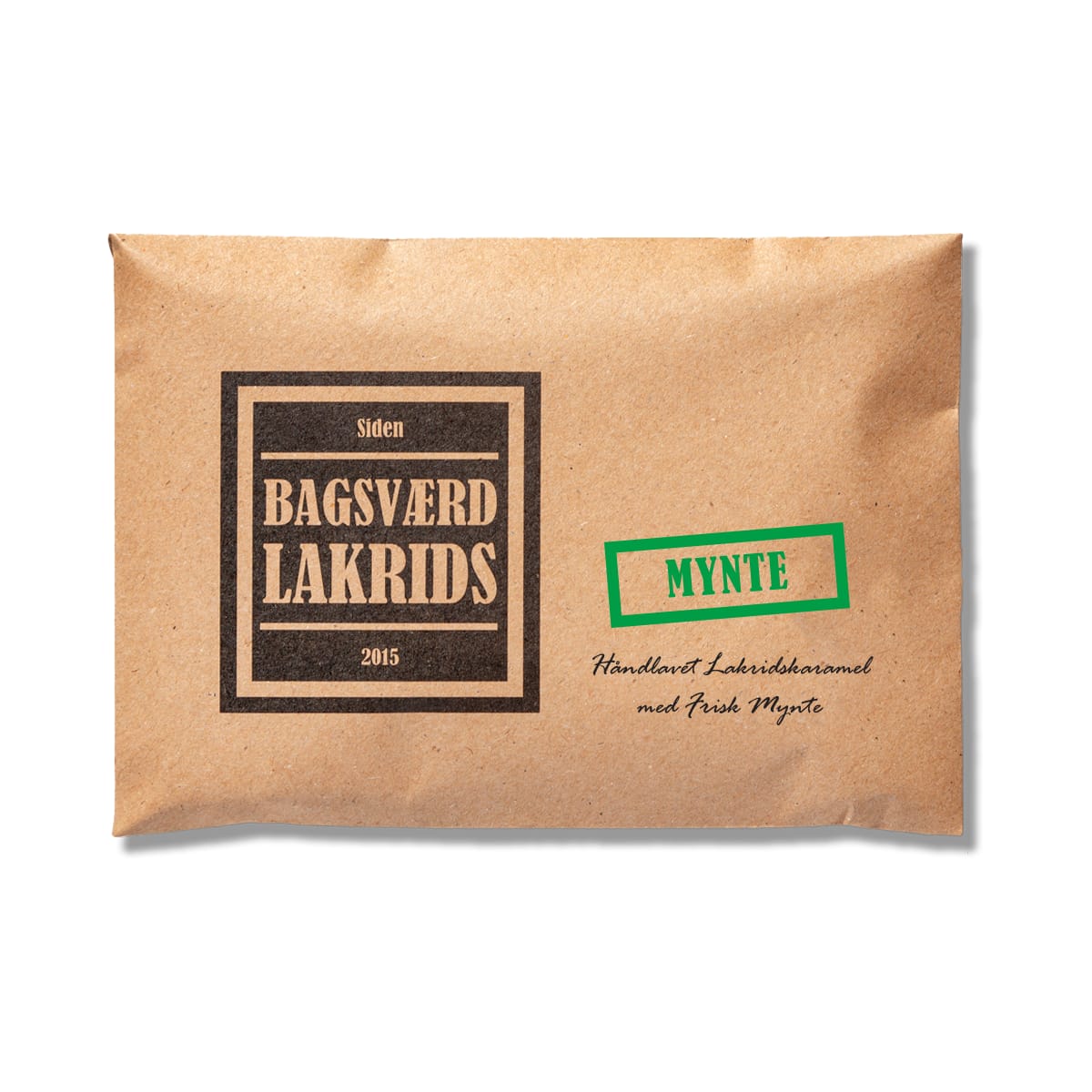 Bagsværd Lakrids Mynte, a 160 g licorice plate with fresh mint.