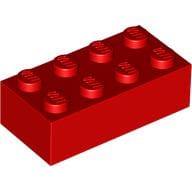 A red 2x4 LEGO brick
