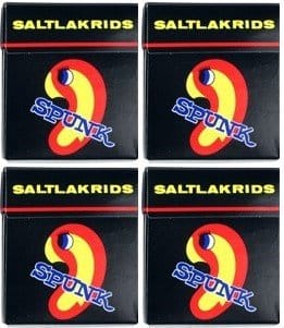 Four black boxes of Spunk salty licorice