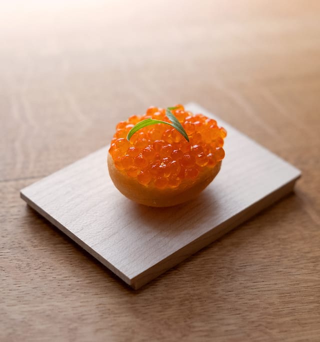A tartlet of cured roe