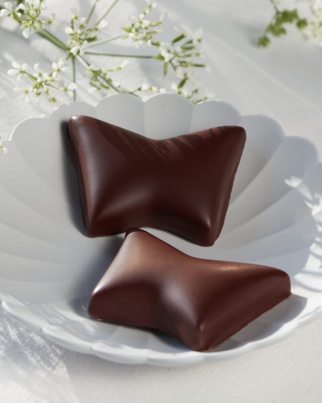 Two Pure Amande chocolate butterflies
