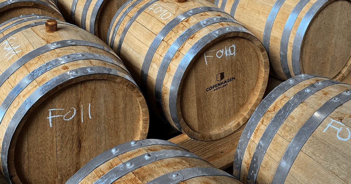 Oak casks at the distillery