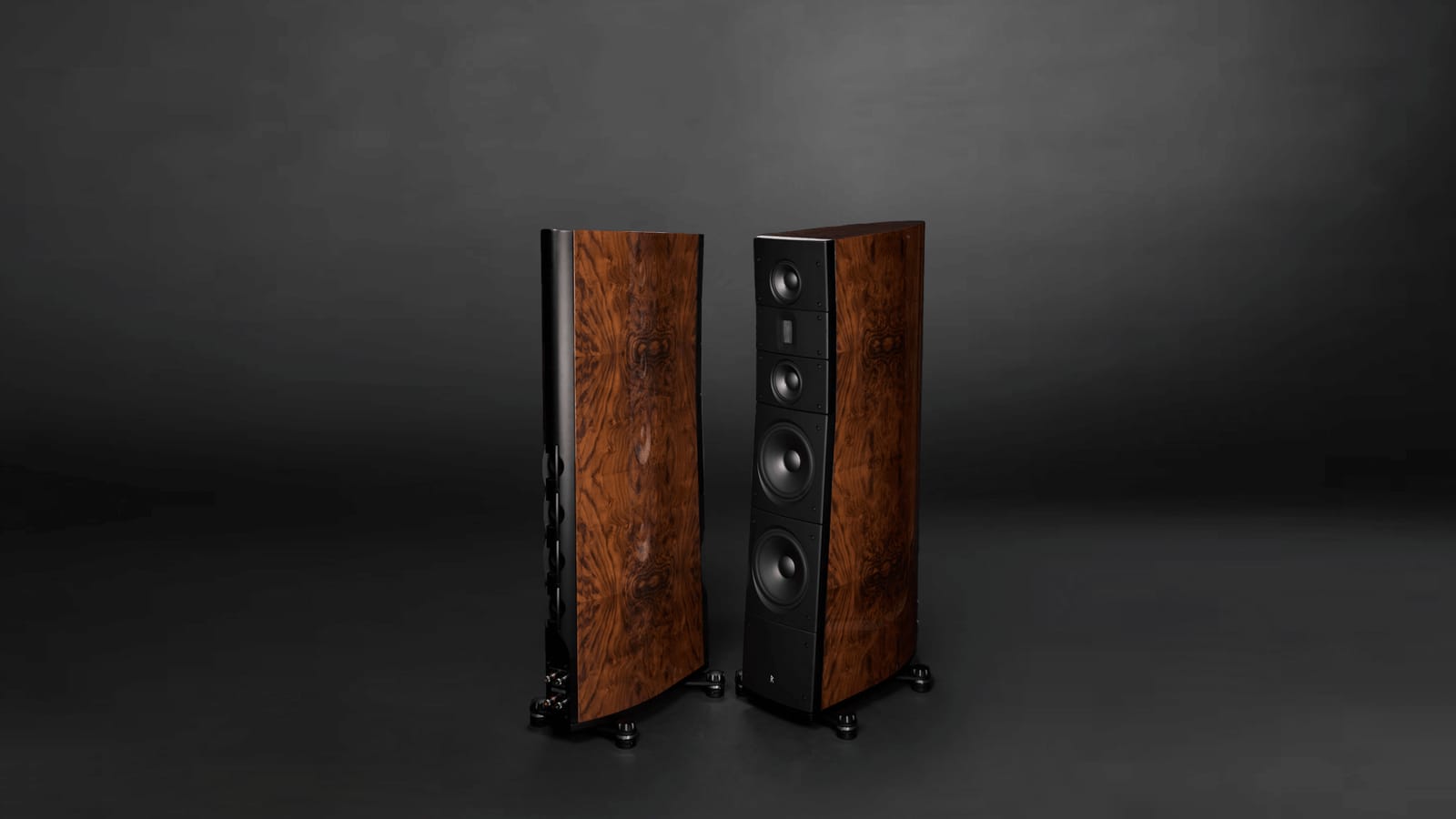 A pair of TD3.10 speakers in walnut burl