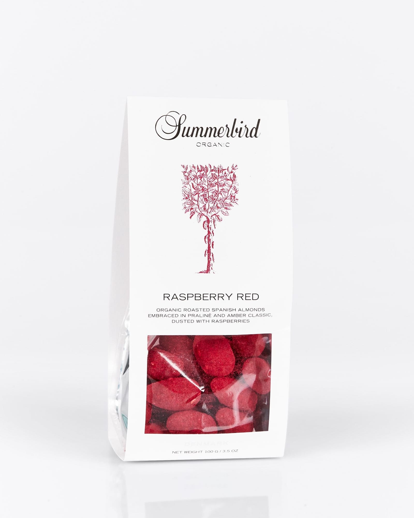 Raspberry Red dragée almonds coated in raspberry powder