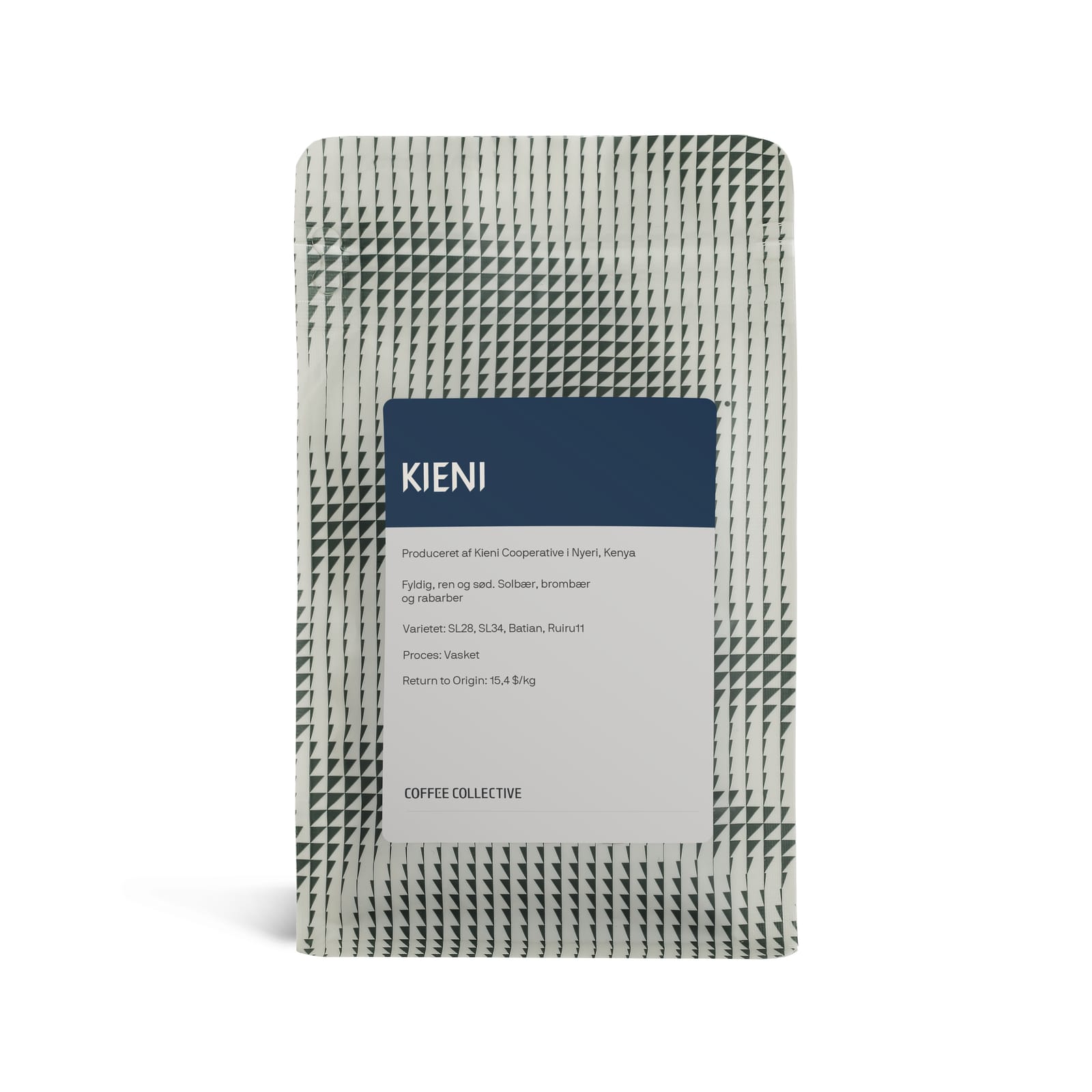 A 250 g bag of Kieni, front