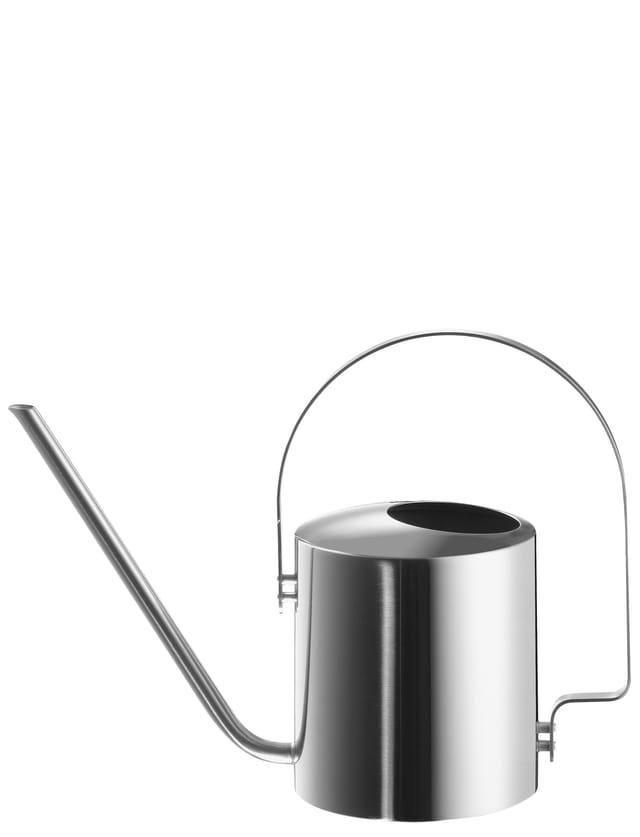 The watering can in stainless steel, side view