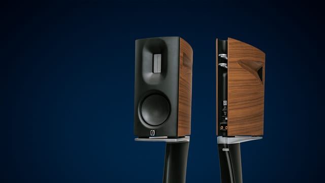 A pair of 01 loudspeakers, front and back