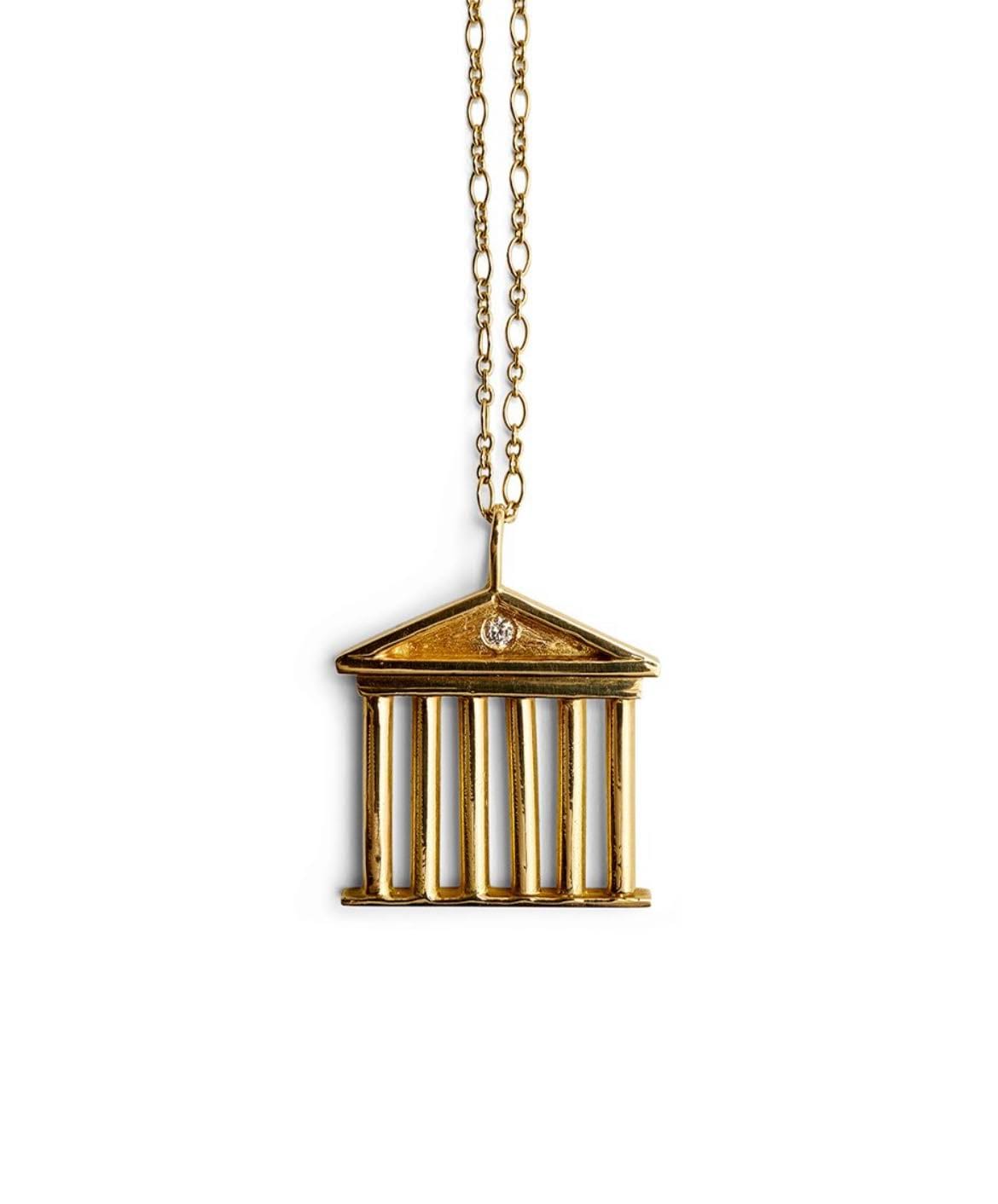 The Acropolis pendant in gold on its chain