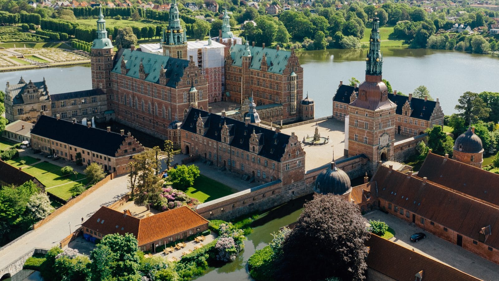 Frederiksborg Castle on its islets in the castle lake