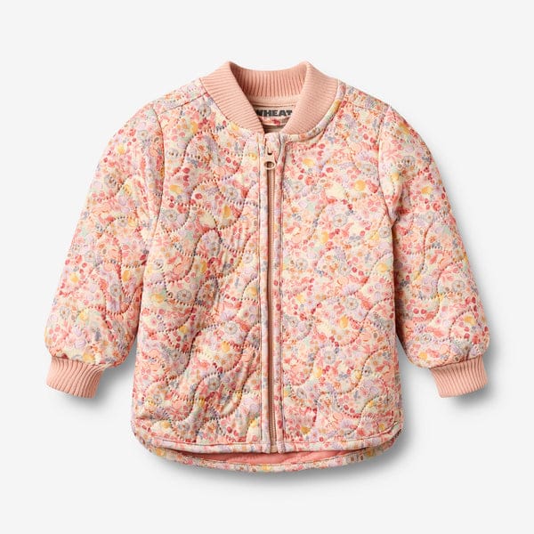 A quilted Wheat thermal jacket in a floral print