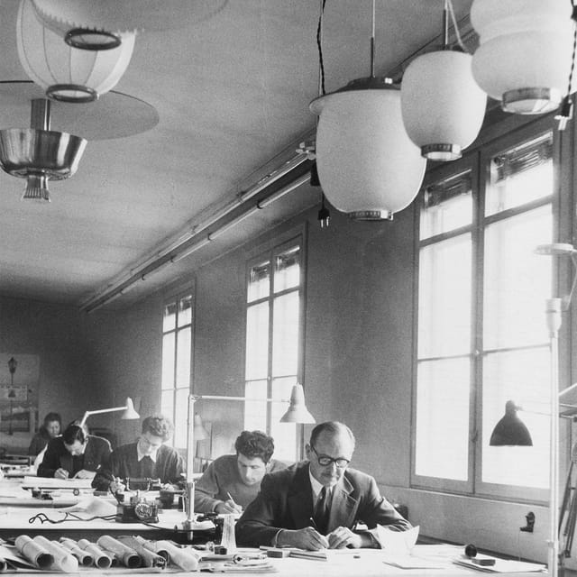 LYFA pendants in a drawing office, from the archive