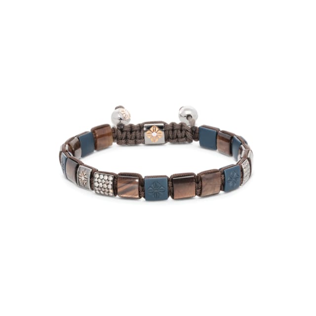 Braided bracelet of square beads, diamond pavé and the Star of Shamballa