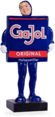 Ga-Jol man figure holding a pack of Ga-Jol Original