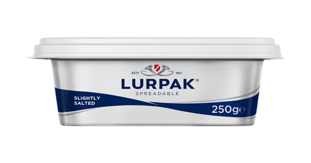 The 250 g tub of Lurpak Spreadable Slightly Salted