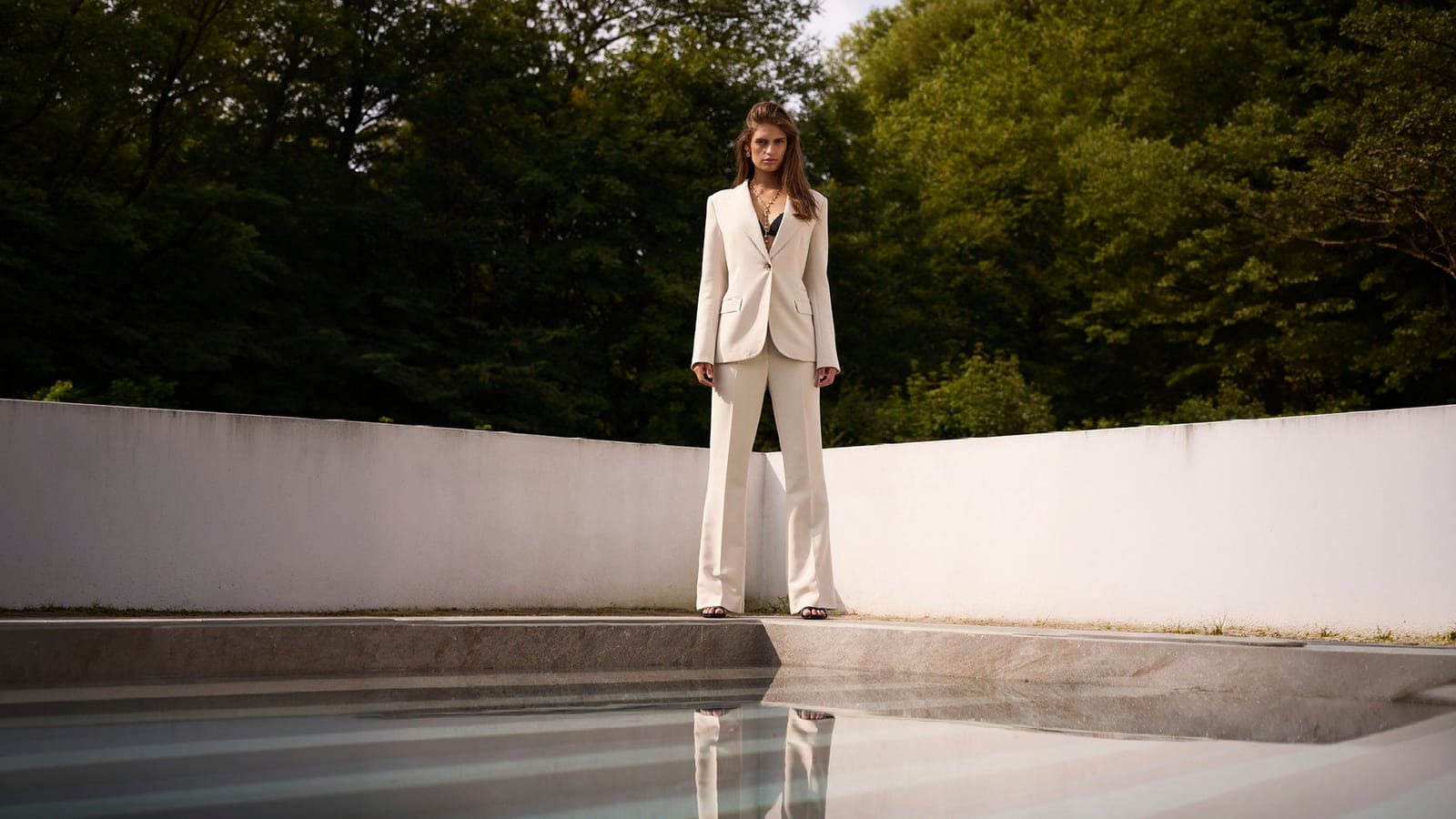 A cream trouser suit from the collection