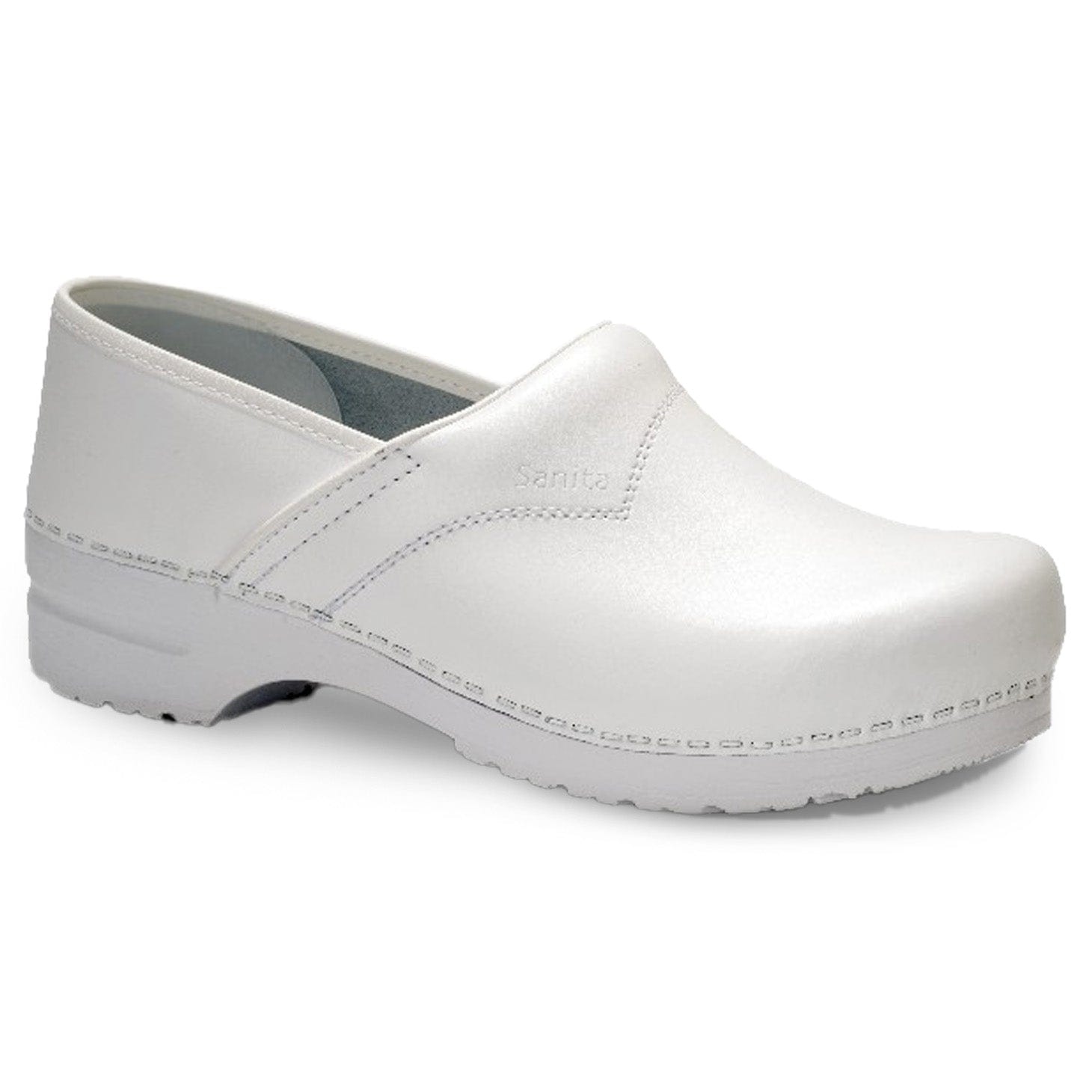 The closed SanFlex clog in white leather
