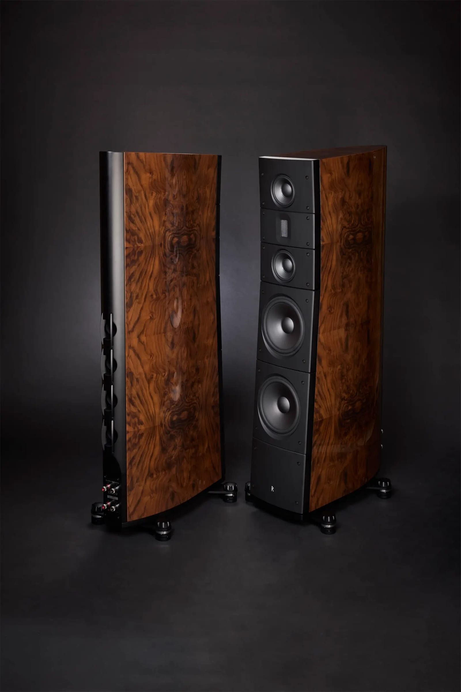 A pair of TD3.10 speakers in walnut burl