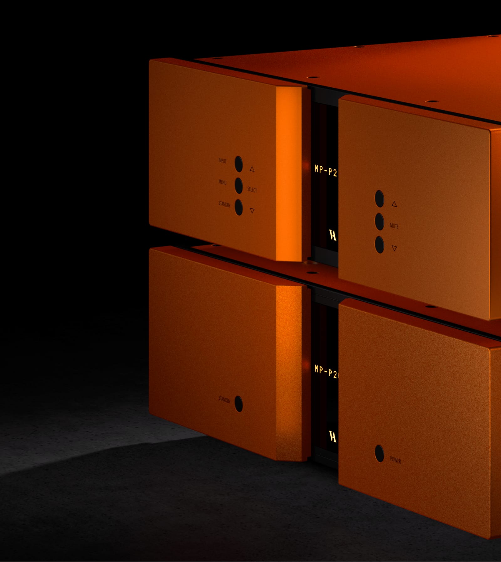 The two chassis of the MP-P201 in Titanium Orange