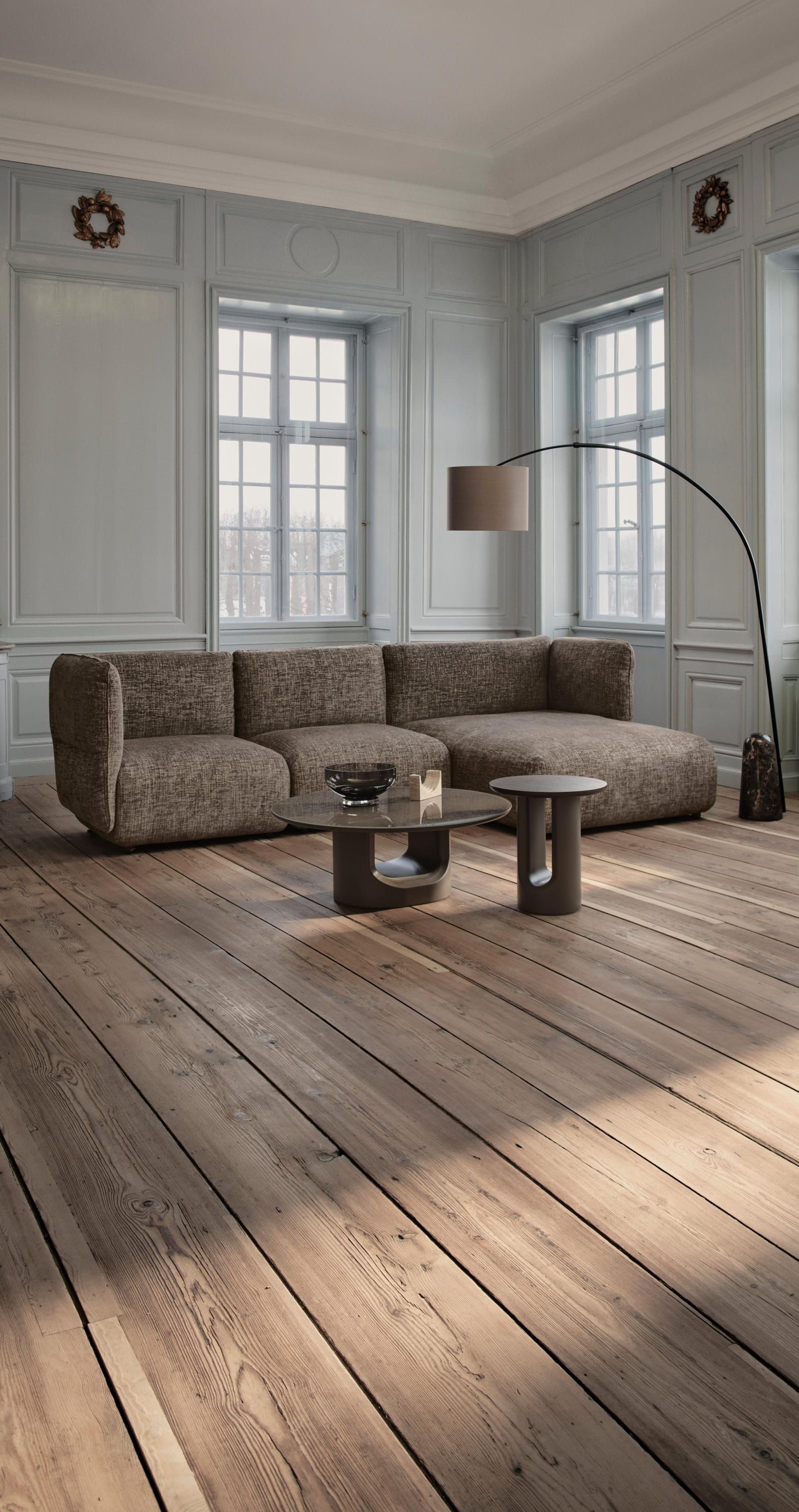 Paraggi modular corner sofa with chaise in a panelled room