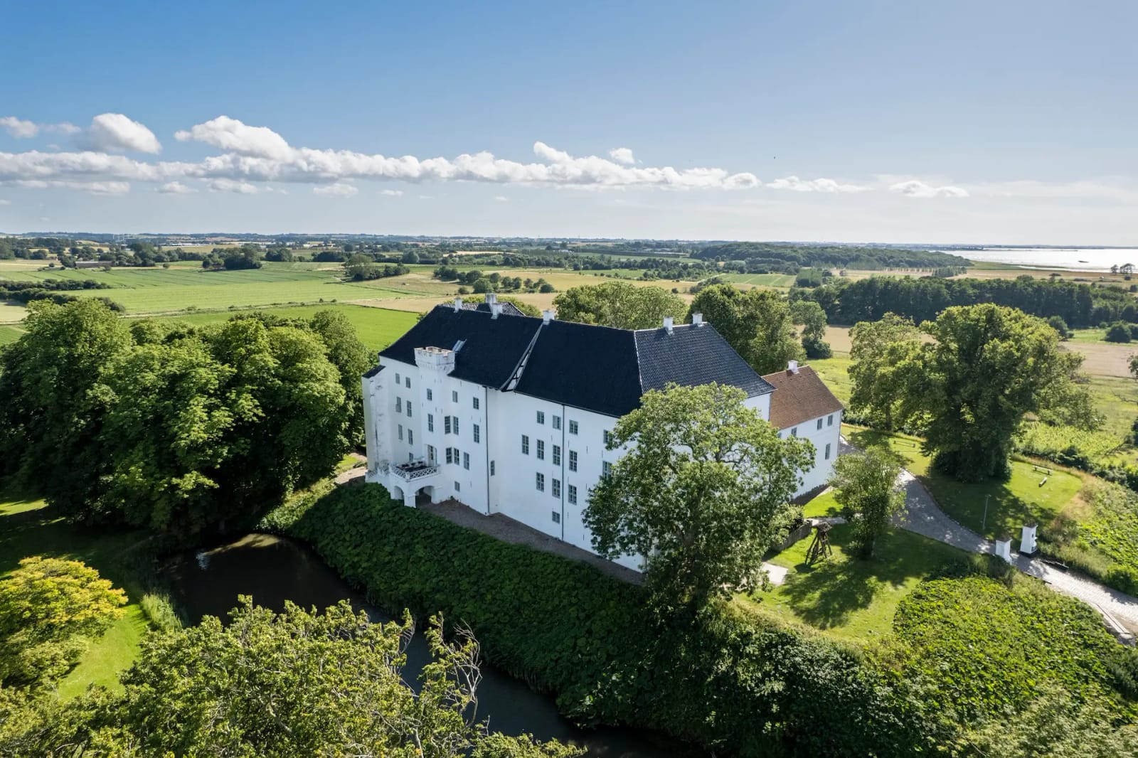 The castle and its moat from above