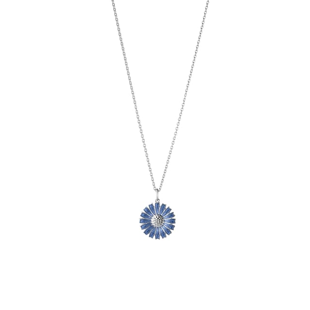 A Daisy pendant in silver and blue enamel
